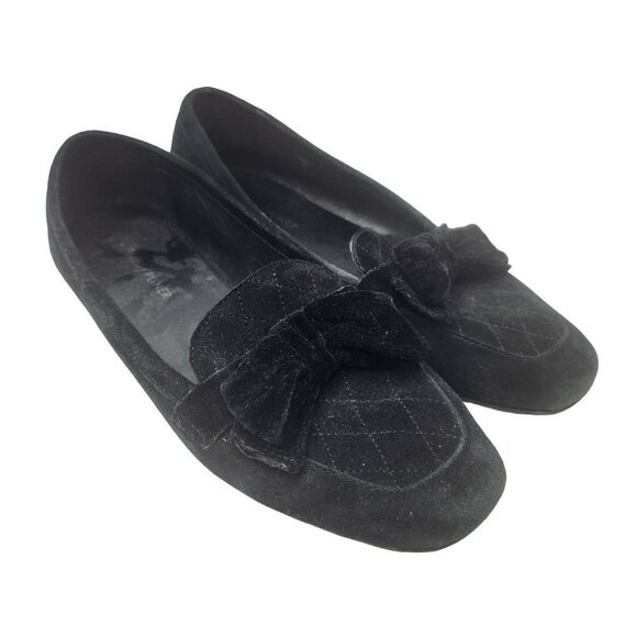 Donald J Pliner Women's 8 Harriet Suede Leather Black Loafers Flats - Picture 1 of 9